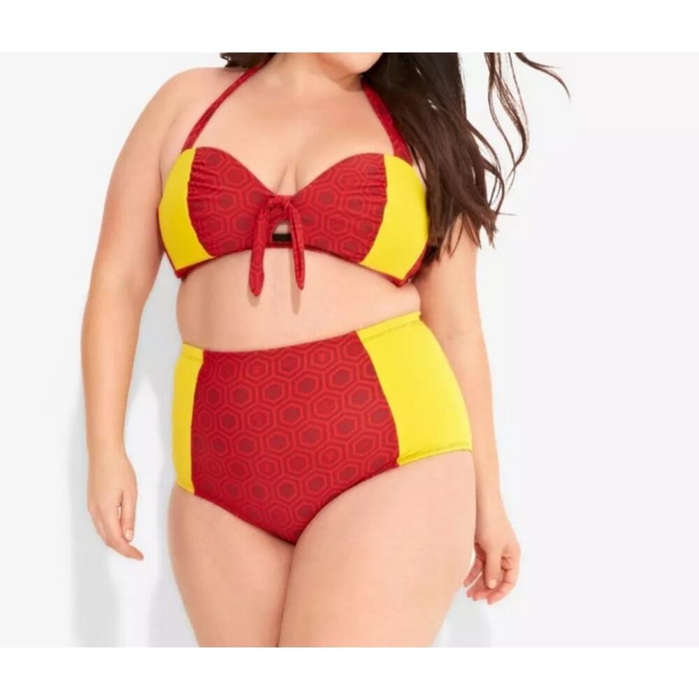 Marvel Her Universe Iron Man Bikini Medium High Waist Red Yellow Swimwear Swim - Picture 2 of 6